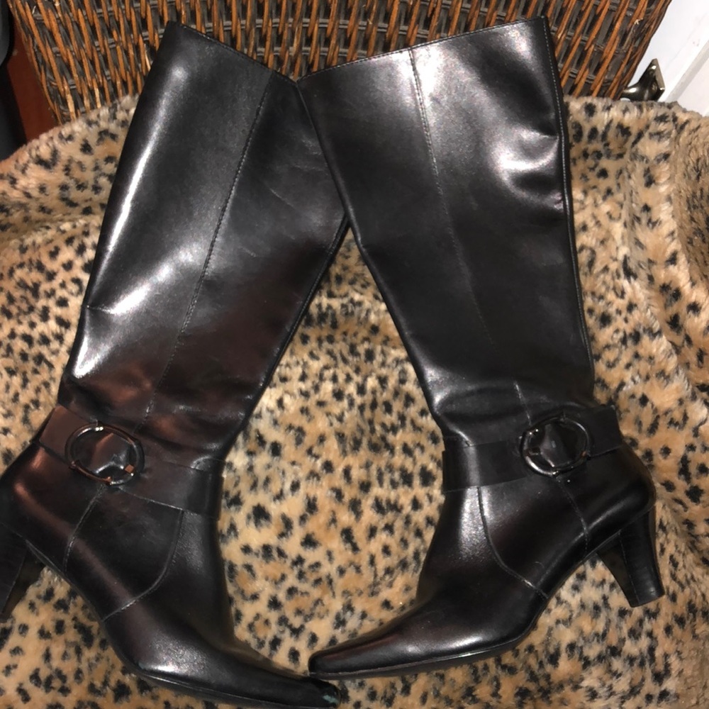 M. Patrick tall black leather boots Size 5.5
